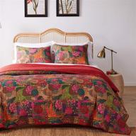 vibrant multicolor greenland home 3-piece jewel quilt set for full/queen beds logo