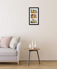 img 3 attached to 🖼️ Golden State Art 8.5x16.3 Black Photo Wood Collage Frame: Real Glass, White Mat, (3) 5x7 Picture Display