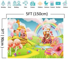 img 1 attached to 🍭 Баннер декорации для вечеринки в стиле Candy Lollipop Dessert Baby Shower - красочный радужный фон для фотосъемки на первом дне рождения мальчиков и девочек, мультяшный фон для фотосессии - виниловый 5x3 фута студийный пропс для фотобудки