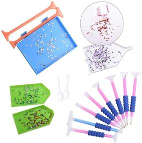 img 3 attached to INTLMATE 99 PCS 5D Diamond Painting Accessories and Tools Kits with Storage Box, Cross Sticky Clay Roller for Valentine's Day Craft, Tray Kits and Fix Tool for Embroidery Diamond Painting