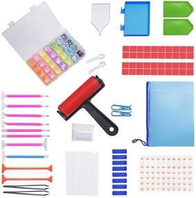 img 4 attached to INTLMATE 99 PCS 5D Diamond Painting Accessories and Tools Kits with Storage Box, Cross Sticky Clay Roller for Valentine's Day Craft, Tray Kits and Fix Tool for Embroidery Diamond Painting