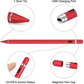 img 3 attached to maylofi Red Rechargeable Active Stylus Pen for Touch Screens - Universal Digital Stylish Pencil for iPhone/iPad Pro/Mini/Air/Android and Most Capacitive Touch Screens