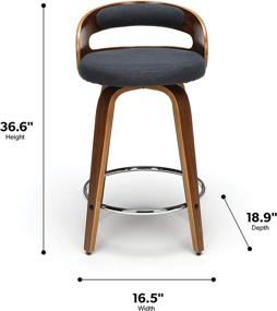 img 2 attached to 🪑 OFM 161 Collection Mid Century Modern 24" Low Back Bentwood Frame Swivel Seat Stool with Fabric Back and Seat Cushion in Walnut/Navy - Enhanced for SEO