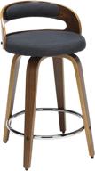 🪑 ofm 161 collection mid century modern 24" low back bentwood frame swivel seat stool with fabric back and seat cushion in walnut/navy - enhanced for seo logo