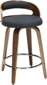 img 4 attached to 🪑 OFM 161 Collection Mid Century Modern 24" Low Back Bentwood Frame Swivel Seat Stool with Fabric Back and Seat Cushion in Walnut/Navy - Enhanced for SEO