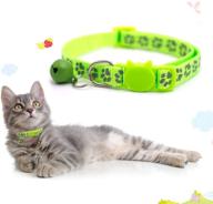 🐾 ninemax reflective nylon cat collar with bell for improved cat protection, personalized adjustable pet collar for cats - 7.5" to 12.6" (green) logo