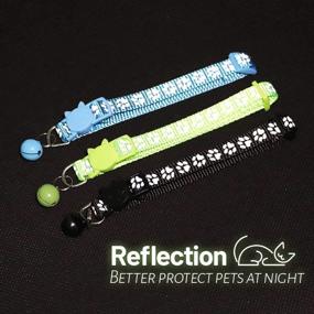 img 1 attached to 🐾 NINEMAX Reflective Nylon Cat Collar with Bell for Improved Cat Protection, Personalized Adjustable Pet Collar for Cats - 7.5" to 12.6" (Green)