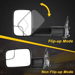 img 2 attached to 🔍 OCPTY Tow Mirrors: Power Adjusted Heated Towing Mirrors for 2002-2008 DODGE Ram 1500 & 2003-2009 Ram 2500 Pickup Truck - Black Housing, Manual Flip Up