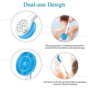 img 1 attached to 🛀 Weikin Silicone Bath Body Brush: Long Handle, 360°Free Rotate & Soft Exfoliating Brush Head for Shower