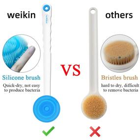 img 3 attached to 🛀 Weikin Silicone Bath Body Brush: Long Handle, 360°Free Rotate & Soft Exfoliating Brush Head for Shower