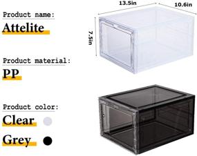 img 3 attached to 👟 Attelite Drop Front Shoe Box Set - Stackable Clear Door Shoe Storage Box for Display Sneakers - Easy Assembly - Fits US Size 12 - Black (Set of 6)