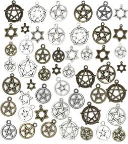 img 4 attached to 🔮 JIALEEY Protective Pendants for Beading and Jewelry Making Featuring Pentacle Hexagram Design