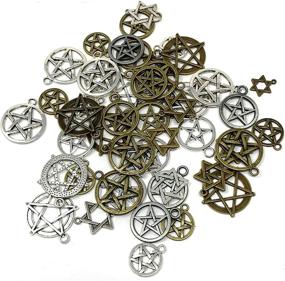 img 1 attached to 🔮 JIALEEY Protective Pendants for Beading and Jewelry Making Featuring Pentacle Hexagram Design