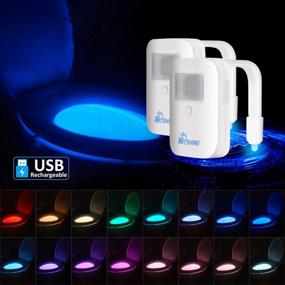 img 4 attached to 🚽 2 Pack Rechargeable Toilet Night Lights: 16-Color Motion Detection Bathroom Bowl Light - Unique, Fun, and Practical Gadget Gifts for Adults, Kids, and Dad - Perfect Novelty Stocking Stuffers for Birthdays!