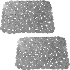 img 4 attached to 💧 Enhance Your Kitchen with VELOVYO Adjustable Pebble Sink Mats - PVC Sink Protector 2 Packs in Grey