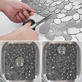 img 2 attached to 💧 Enhance Your Kitchen with VELOVYO Adjustable Pebble Sink Mats - PVC Sink Protector 2 Packs in Grey