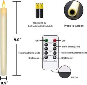 img 2 attached to Flameless LED Window Candles with Flickering Dancing Flame, Remote Timer Function - Battery Operated Taper Candles for Table Centerpieces Party Christmas Decorations, Ivory (Pack of 2)