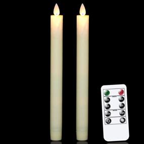 img 4 attached to Flameless LED Window Candles with Flickering Dancing Flame, Remote Timer Function - Battery Operated Taper Candles for Table Centerpieces Party Christmas Decorations, Ivory (Pack of 2)