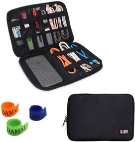img 4 attached to 👜 BUBM Electronics Accessories Organizer Bag for Cables, USB Hard Drive, Plug, Flash Drive & More - Lightweight and Compact Travel Gear (Medium-Black)