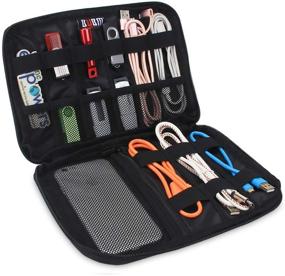 img 1 attached to 👜 BUBM Electronics Accessories Organizer Bag for Cables, USB Hard Drive, Plug, Flash Drive & More - Lightweight and Compact Travel Gear (Medium-Black)