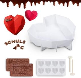 img 4 attached to 🍫 ECOCONUT Chocolate Heart Mold Set: 6.8 inch Diamond Shaped Silicone Cake Mold Trays with Number Letter Molds and Wooden Hammers - Home Kitchen DIY Baking Tools (White)