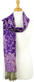 img 1 attached to 🧣 Reversible Paisley Pashmina Scarves & Wraps: Elegant Women's Accessories