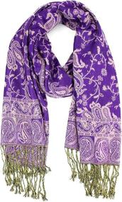 img 4 attached to 🧣 Reversible Paisley Pashmina Scarves & Wraps: Elegant Women's Accessories