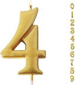 img 4 attached to 🎉 Sparkling Gold Glitter Number 4 Birthday Candles: Adds Festive Charm to Kids' and Adults' Celebrations - Perfect for Birthday Parties, Anniversaries, Graduations, and More!