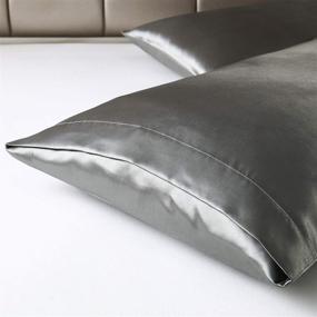 img 1 attached to 💤 Love's Cabin Silk Satin Pillowcase for Hair and Skin - Dark Gray, 20x30 inches, Queen Size Set of 2 - Cooling Slip Pillow Covers with Envelope Closure