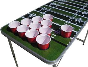 img 1 attached to 🏈 Optimized Football Field Beer Pong Table featuring Pre-drilled Cup Holes