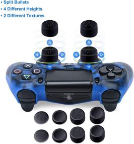 img 2 attached to DualShock 4 Silicone Skins Water Printed Protector Case Set for PS4 - 2 Pack Skull Controller Cover with 4 Pairs of Thumb Grips - Red & Blue