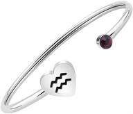 🎁 stylish zodiac birthstone bracelet: open cuff jewelry for her, perfect birthday gift! logo