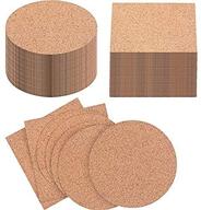 🔘 pangda 100 pieces self-adhesive diy cork coasters: square and round backing sheets for coasters, crafts & mini wall tiles - 4x4 inch logo