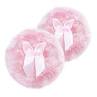 🌸 large 4 inch body powder puff, soft and fuzzy ribbon handled puff (2-pack, pink) logo