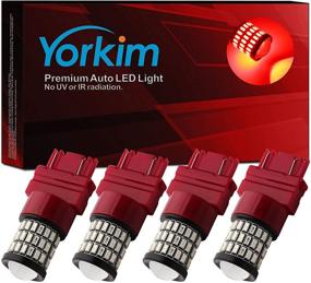 img 4 attached to Yorkim Ultra Bright Red 3157 LED Bulbs - Brake Lights, Backup Reverse Lights, Tail Lights with Projector - 3056 3156 3057 4057 4157 T25 LED Bulbs, Pack of 4