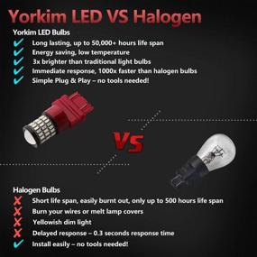 img 2 attached to Yorkim Ultra Bright Red 3157 LED Bulbs - Brake Lights, Backup Reverse Lights, Tail Lights with Projector - 3056 3156 3057 4057 4157 T25 LED Bulbs, Pack of 4