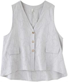 img 1 attached to SCOFEEL Womens Button Sleeveless Blazer