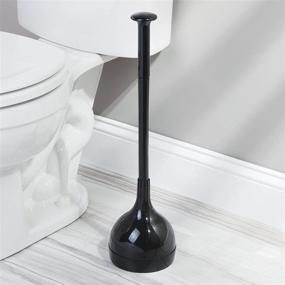 img 3 attached to 🚽 mDesign Plastic Toilet Bowl Plunger Set with Drip Tray - Compact Freestanding Bathroom Storage Caddy - Sleek Black Design