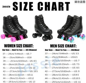 img 3 attached to Jessie Premium PU Leather Roller Skates for Women and Men - Adjustable Four-Wheel Roller Skates for Indoor and Outdoor Use - Ideal for Boys, Girls, and All Skate Enthusiasts