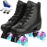 jessie premium pu leather roller skates for women and men - adjustable four-wheel roller skates for indoor and outdoor use - ideal for boys, girls, and all skate enthusiasts logo