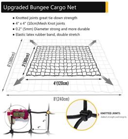 img 3 attached to 🔝 Полезная сетка для крыши размером 36 x 48 дюймов для грузовиков и внедорожников - Многоразовая сетка размером 3 x 4 фута с 24 универсальными крючками и 2 грузовыми веревками - Растягивается до 6 x 8 футов - Включает сумку для хранения - Сетка с размером ячейки 4 x 4 дюйма.