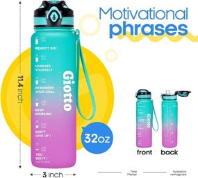 img 3 attached to 🚰 Giotto 32oz Motivational Water Bottle with Time Marker, Removable Strainer, and Leakproof Design - BPA Free Water Jug for Stylish Hydration and Encouraging Optimal Hydration