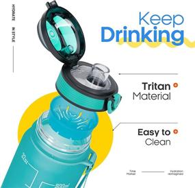 img 1 attached to 🚰 Giotto 32oz Motivational Water Bottle with Time Marker, Removable Strainer, and Leakproof Design - BPA Free Water Jug for Stylish Hydration and Encouraging Optimal Hydration