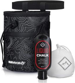 img 4 attached to Black Chalk Bag with Refillable Chalk Ball, Liquid Chalk, Drawstring Closure, and 2 Zippered Pockets - Ideal for Rock Climbing, Bouldering, Weightlifting - Includes Hand Chalk Accessories for Enhanced Grip