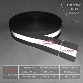 img 3 attached to Ultra-Bright Reflective Tape Strip - Fabrics Fluorescent Safety Trim, Sew-on Warning Trim 0.98in x 0.39in (Black)