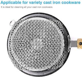 img 2 attached to 🧼 Premium Stainless Steel Cast Iron Cleaner: Ultra-Hygienic 8"x6" Square Metal Scrubber with Hanging Ring - Anti-Rust Chainmail Scrubber and Scraper