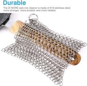 img 3 attached to 🧼 Premium Stainless Steel Cast Iron Cleaner: Ultra-Hygienic 8"x6" Square Metal Scrubber with Hanging Ring - Anti-Rust Chainmail Scrubber and Scraper