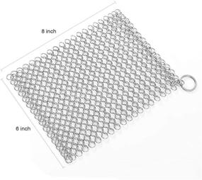 img 1 attached to 🧼 Premium Stainless Steel Cast Iron Cleaner: Ultra-Hygienic 8"x6" Square Metal Scrubber with Hanging Ring - Anti-Rust Chainmail Scrubber and Scraper
