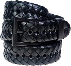 img 2 attached to 🔒 Metal-Free Beep-Free 1 1/8" Braided Leather Belt for Airport-Friendly Travel