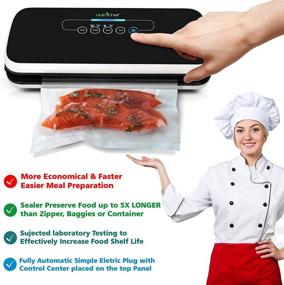 img 3 attached to NutriChef PKVS Vacuum Sealer Machine, 🍲 12 inch, Black - Preserve Food Freshness Effortlessly